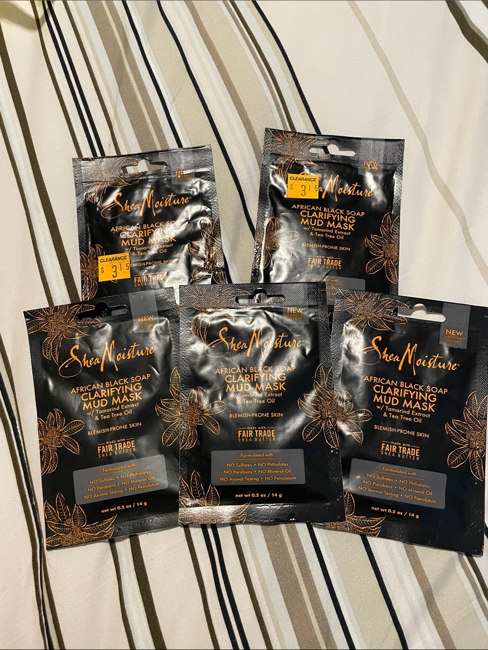 New lot of 5 Shea Moisture African Black Soap Clarifying Mud Mask